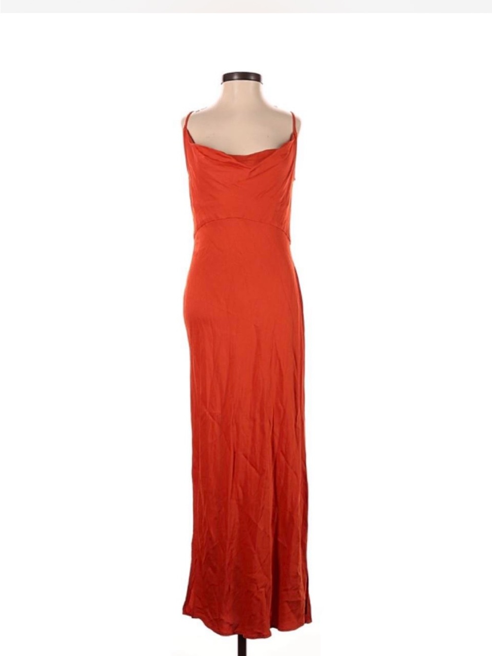 Anthropologie Orange Red Cowl Neck Maxi Dress